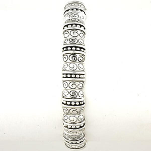 Napier Antique Silver Stretch Square Bead Bracelet - image 
