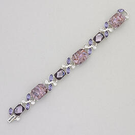 Napier Boxed Silver-Tone & Purple Flex Bracelet