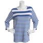 Womens Hasting & Smith 3/4 Sleeve Striped Tee w/Studs - image 1
