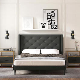 Rize Home Hippe Upholstered Platform Bed Frame w/ Headboard