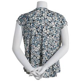 Womens Emaline Key Items Round Neck Floral Cap Sleeve Tee