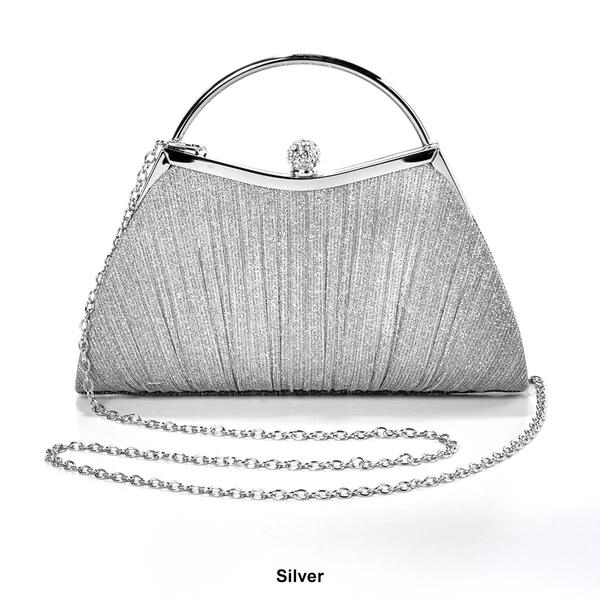 D'Margeaux Shimmer Framed Shirred Top Handle Evening Bag