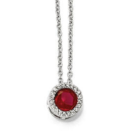 Sterling Ruby & Cubic Zirconia Pendant Necklace
