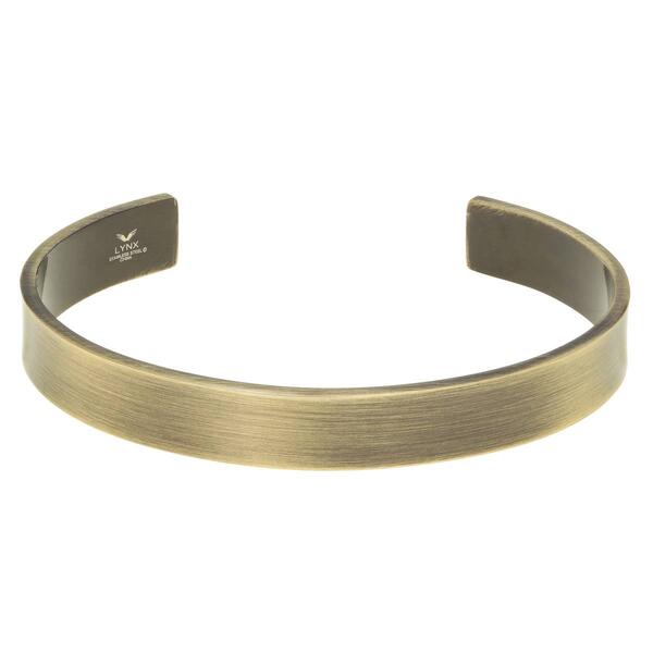 Mens Lynx Stainless Steel Gold Antique Cuff Bangle Bracelet - image 