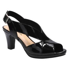 Womens Easy Street Christy Patent Peep Toe Heels - Black