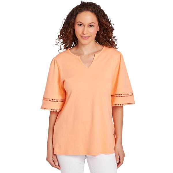 Womens Ruby Rd. Spring Breeze Knit Interlock Solid Top - image 