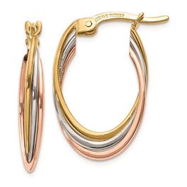 Gold Classics&#40;tm&#41; 14kt. Tri-Color 22x5mm Hoop Earrings