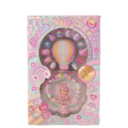 Girls Hot Focus Dazzle Press on Nails & Bracelet Air Balloon