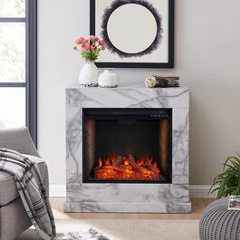 Southern Enterprises Dendale Faux Marble Fireplace With Alexa