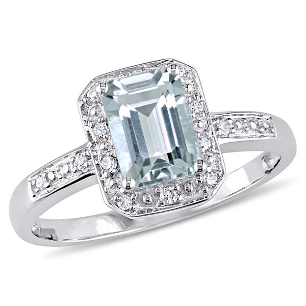 Gemstones Classics&#40;tm&#41; 10kt. White Gold Emerald Cut Aquamarine Ring - image 