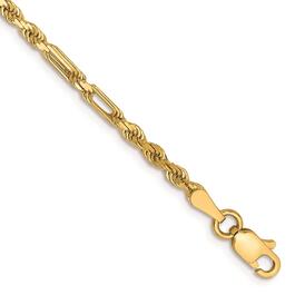 Gold Classics&#40;tm&#41; 2.5mm. 14k Diamond Cut Milano Rope Bracelet