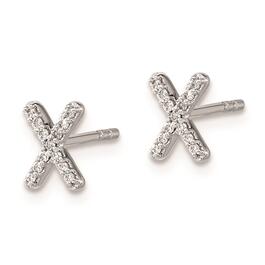 Pure Fire 14kt. White Gold Diamond Letter X Initial Post Earrings