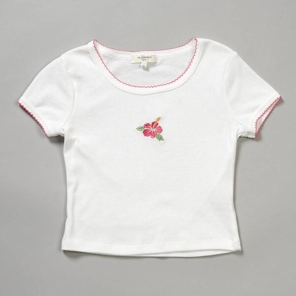 Girls &#40;7-16&#41; No Comment Short Sleeve Embroidered Flower Top - image 