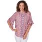 Womens Ruby Rd. Woven Ikat Geo Elbow Sleeve Blouse - image 3