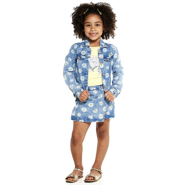 Toddler Girl Little Lass&#40;R&#41; Daisy Denim Jacket w/ Tee & Skort Set - image 