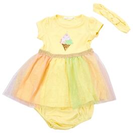 Baby Girl &#40;12-24M&#41; Young Hearts Ice Cream Sparkle Tutu Dress
