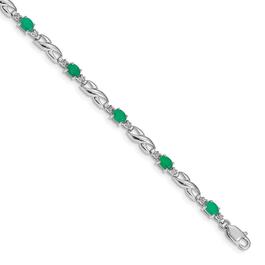 Gemstone Classics&#40;tm&#41; 14kt. Diamond & Emerald X Link Bracelet