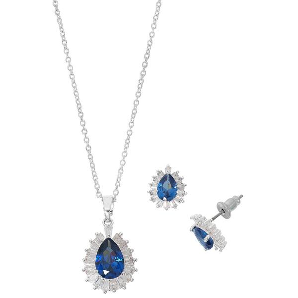 Danecraft Blue Stone Teardrop Pendant & Earrings Set - image 