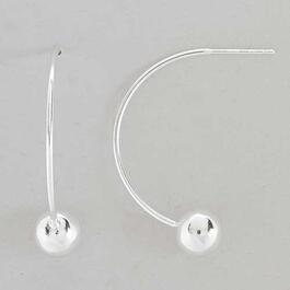 Sterling Silver 8mm Silver Bead Half Hoop Earrings