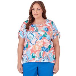 Plus Size  Alfred Dunner Neptune Beach Knit Whimsical Floral Top