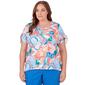 Plus Size  Alfred Dunner Neptune Beach Knit Whimsical Floral Top - image 1