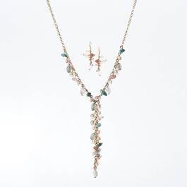 Ashley Cooper&#40;tm&#41; Beaded Cluster Lariat Necklace & Earrings Set