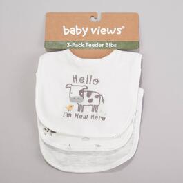 Baby Boy baby views&#40;R&#41; 3pk. Hello Im New Here Farm Bibs