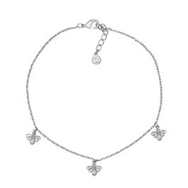 Barefootsies Silver-Tone Oblong Center Chain Anklet