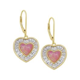 Gianni Argento Gold Plated Drop Earrings w/ Pink Opal Heart