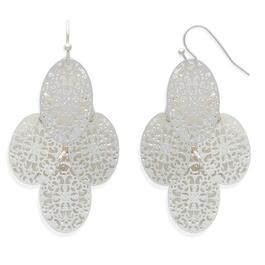 Freedom Silver Nickel Free Filigree Etched Paddle Shower Earrings