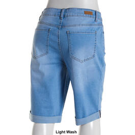 Plus Size Bleu Denim 5 Pocket Roll Cuff Denim Bermuda Shorts