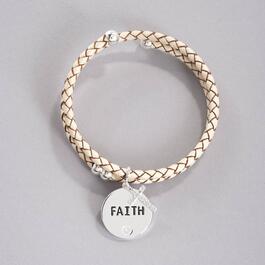 Inspirational Cubic Zirconia & Crystal Leather Faith Bracelet