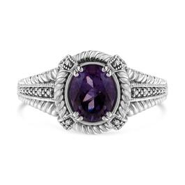 Haus of Brilliance Sterling Silver Amethyst and Diamond Ring