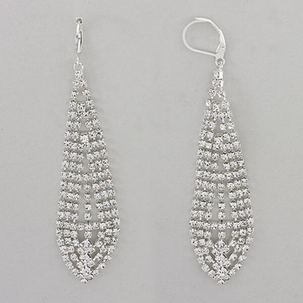 Rosa Rhinestones Long Diamond Shape Teardrop Earrings - image 