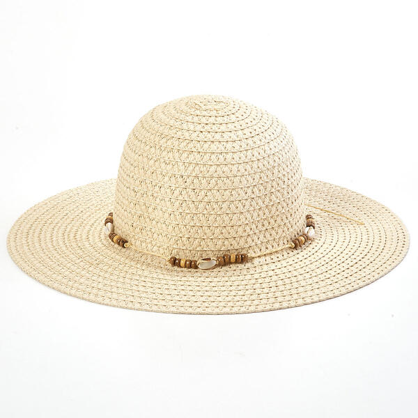 Womens Mad Hatter Floppy Hat with Shells & Beads - image 
