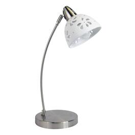 Simple Designs Brushed Nickel Desk Lamp w/Porcelain Flower Shade