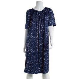 Womens Casual Time Elbow Sleeve Dots Nightshirt