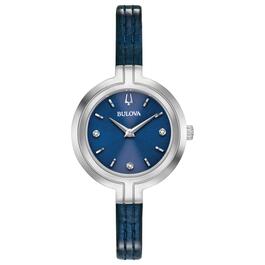 Womens Bulova Rhapsody Diamond Accent Blue Leather Watch - 96P212