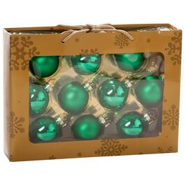 Set of 10 1.7in. Green Glass Ornaments