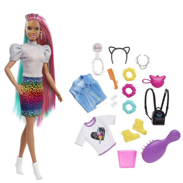 Barbie&#40;R&#41; Leopard Rainbow Hair Doll - image 