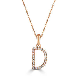 Diamond Classics&#40;tm&#41; 14kt. Rose Gold Initial D Letter Necklace