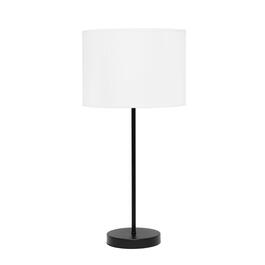 Simple Designs Black Stick Lamp w/White Fabric Drum Shade