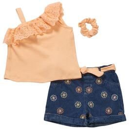 Girls &#40;4-6x&#41; Little Lass&#174; 3pc. Eyelet Top & Embroidered Shorts