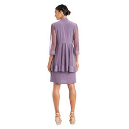 Petite R&M Richards 3/4 Sleeve Soft Sheer Pleated Jacket Dress