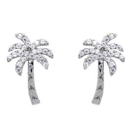 Sterling Silver Palm Tree Stud Earrings