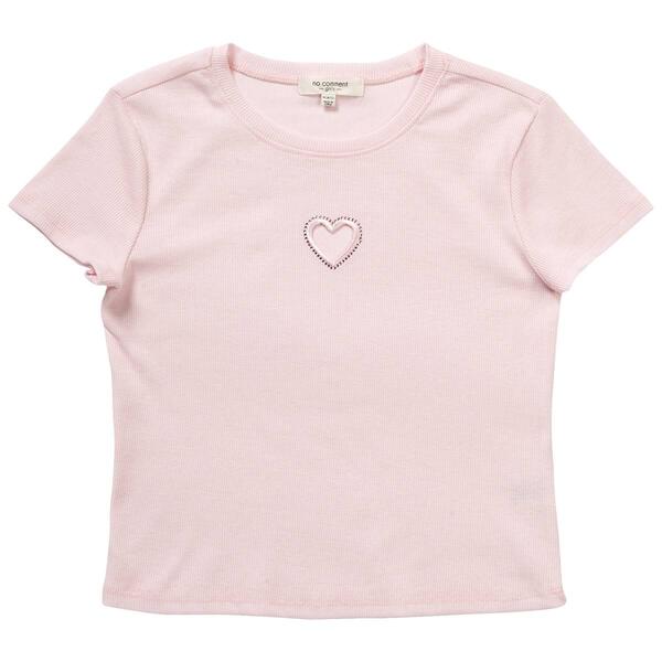 Girls &#40;7-16&#41; No Comment Heart Embroidered Cutout Tee - image 