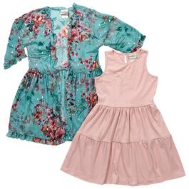 Girls &#40;7-16&#41; Rare Editions 2pc. Baby Doll Dress w/ Chiffon Kimono