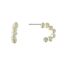 Athra Sterling Silver & Fresh Water Pearl Post Hoop Earrings