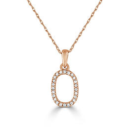 Diamond Classics&#40;tm&#41; 14kt. Rose Gold Initial O Letter Necklace