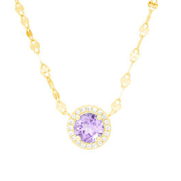 Gianni Argento Gold over Sterling Silver Amethyst Halo Necklace